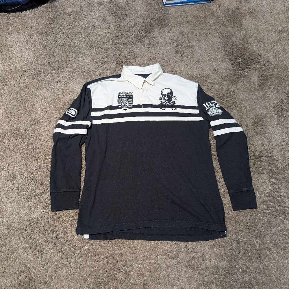 Y2K Ecko Unlimited Size 2XL Classic Polo Heavy Long Sleeve Mens Roughness